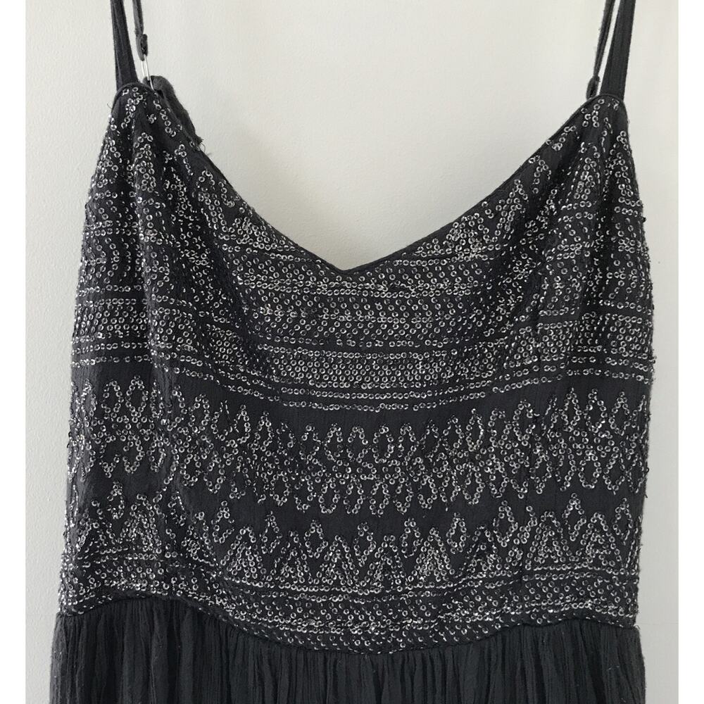 Hollister Gunmetal Gray Sparkle Sequined Open Back Rayon Mini Dress Large 36"
